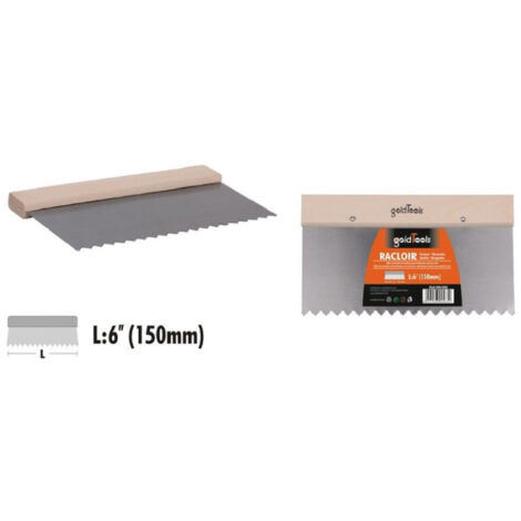 Trade Shop - Espátula Raspador Con Muescas Acero Mango De Madera 6″ 15cm Hardware 90465 -