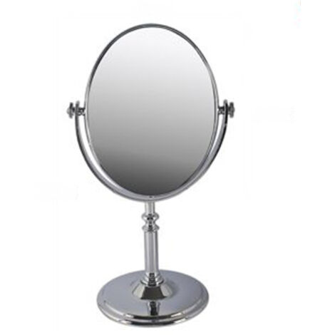 Trade Shop - Espejo De Maquillaje Ovalado De Sobremesa Giratorio Accesorio De Baño Mujer 33.5cm 52770 -
