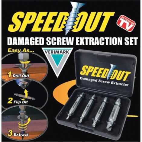 Trade Shop - Estrattore Per Viti Consumate Sbanate Con Cofanetto Confezione Da 4pz Speedout Trapano