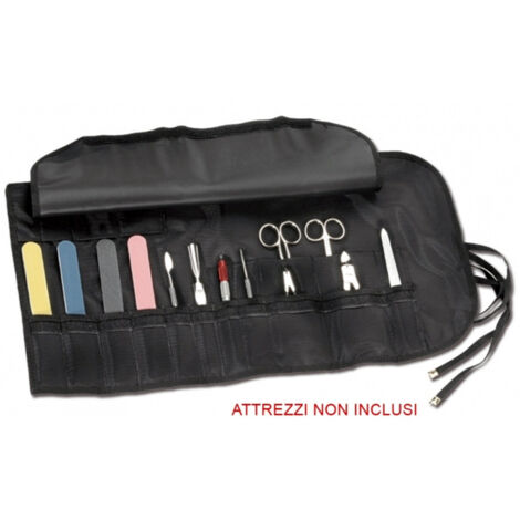 Trade Shop - Estuche Portaherramientas De 24 Bolsillos Con Solapa Enrollable Para Esteticista Peluquera -