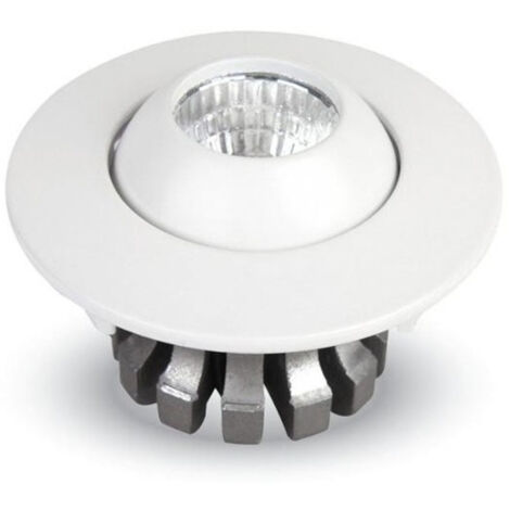 Trade Shop - Faretto 3w Orientabile Tondo Da Incasso Bianco Lucido Con Alette Per Cartongesso -
