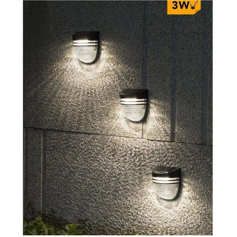 Trade Shop - Faretto Applique Led Giardino Ricaricabile 3 W Con Solar Pannello Ip65 Yh0613 -