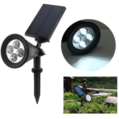 TRADE SHOP - Faretto Faro Led Giardino 4 Led Picchetto Pannello Energia Solare Giardino Ip65 -