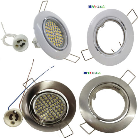 Trade Shop - FARETTO INCASSO 5W LAMPADINA LED GU10 60 SMD 220V ORIENTABLE ACCIARY UND BIANCO -      Weiß