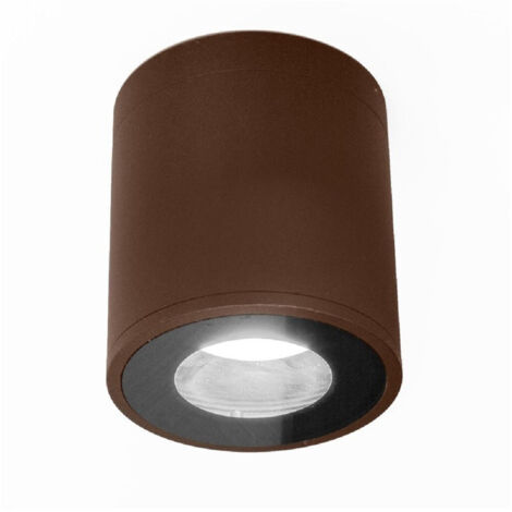 TRADE SHOP - Faretto Lampada Soffitto Attacco Gu10 Plafoniera Tonda Esterno Led Impermeabile - Marrone