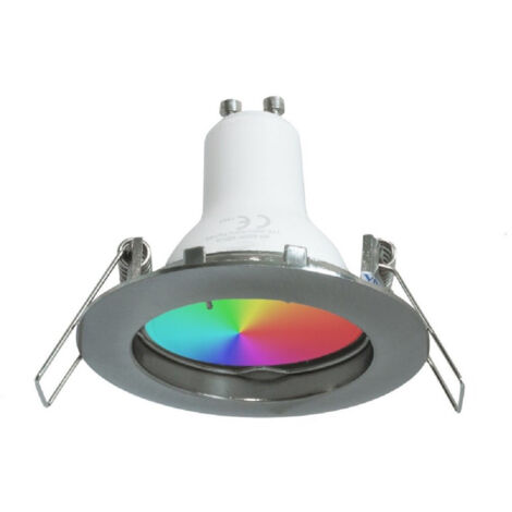 TRADE SHOP - Faretto Led 6 W Incasso 6cm Tondo Rgb+3000k Rgbw Gu10 Effetti Luce Colorata 230v - Silver