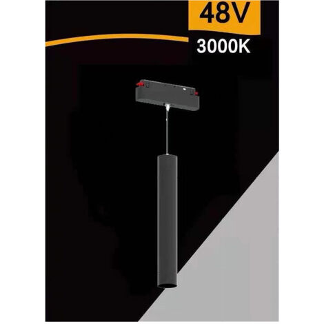 Trade Shop - Faretto Led A Cilindro 8w Nero Per Binario Magnetico 48v Luce 3000k 4000k Cob-40 -