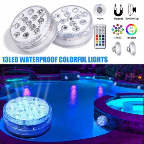 Trade Shop - Faretto Led Ad Immersione Per Piscine 13led Rgb Multicolore Con Telecomando Ip68 -