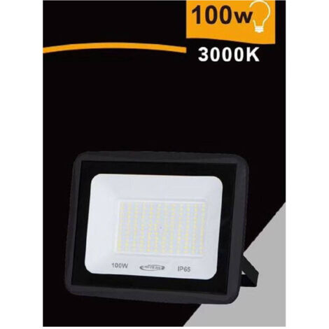 TRADE SHOP - Faretto Led Faro 100watt 9000lm Ip65 Nero Luce Calda Naturale Fredda Ek02-100w-n - -Bianco Caldo      -