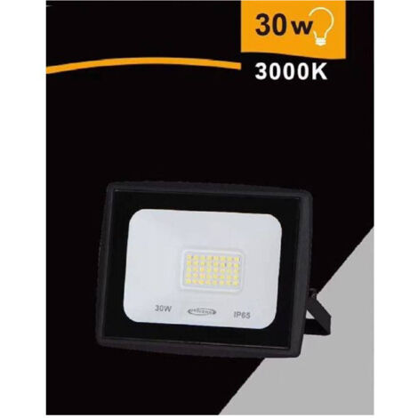 TRADE SHOP - Faretto Led Faro 30 Watt 2700lm Ip65 Nero Luce Calda Fredda Naturale Ek02-30w-n - -Bianco Caldo      -
