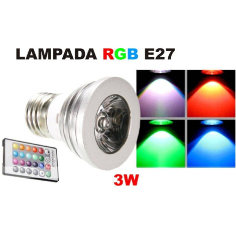TRADE SHOP - Faretto Led Luce Rgb Programmabile Multicolor E27 Gu10 E14 Mr16 Con Telecomando - -E27-
