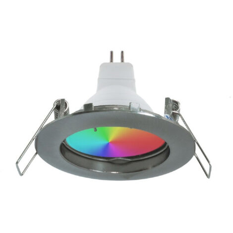 Trade Shop - Faretto Led Rgb+3000k 6w 12v Incasso 6cm Tondo Rgbw Effetti Luce Colorata Barca -      Plata
