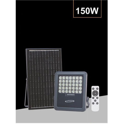 TRADE SHOP - Faro A Led 150watt Con Pannello Solare Luce Naturale 4000k Telecomando Tk09-150w -