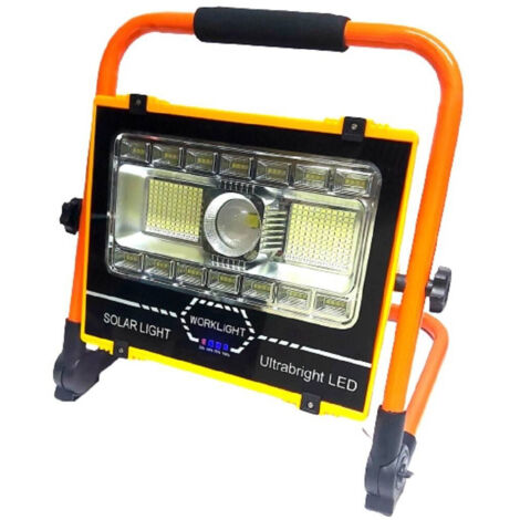 TRADE SHOP - Faro Di Emergenza Lavoro A Led 100 W Ricaricabile Pannello Solare Staffa Ab-t27 -