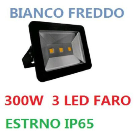 TRADE SHOP - Faro Faretto A Led 150w Watt Nero Ip65 Da Esterno Con 3 Led Alta Potenza Bianco -
