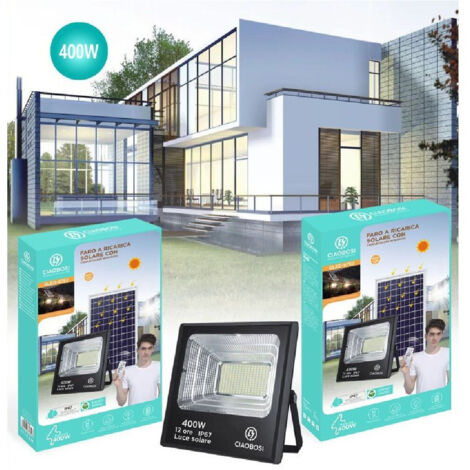 Trade Shop - FARO FARETTO LED PANNELLO SOLARE FOTOVOLTAICO 400W IP67 MIT CREPUSCOLA LED-9752 -