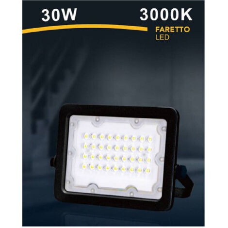 Trade Shop - Faro Faretto Led Proyecto Externo Nero 30w Ip65 Luce 6500k 4000k 3000k Fs30w-n -