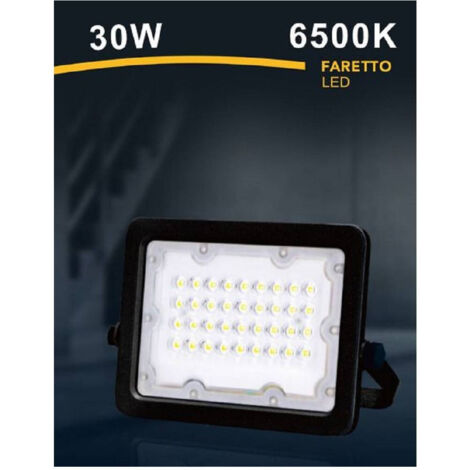 Trade Shop - Faro Faretto Led Proyecto Externo Nero 30w Ip65 Luce 6500k 4000k 3000k Fs30w-n -