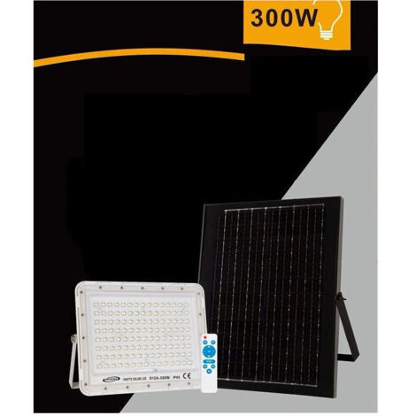 TRADE SHOP - Faro Faretto Pannello Solare 300w Luce Fredda 6500k Ip65 Telecomando S12a-300w -