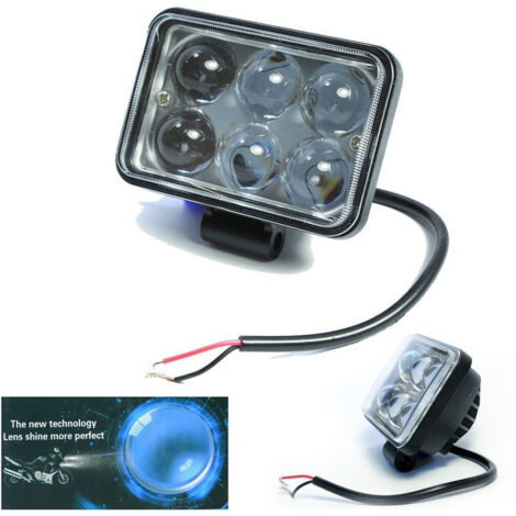Trade Shop - Faro Lampada Supplementare Profondita' 12v 6 Led Luce Bianca 18w Moto Scooter -