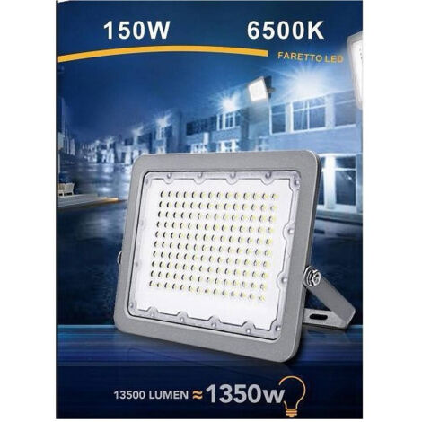 TRADE SHOP - Faro Led 150w Proiettore Esterno Ip65 Grigio Luce 6500k 4000k 3000k Fs150w-g5 - -Bianco Freddo      -