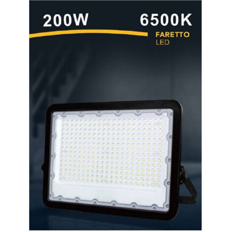 Trade Shop - Faro Led 200 W Ultra Slim Esterno Nero Ip65 Luce Fredda Naturale Calda Fs200w-n -