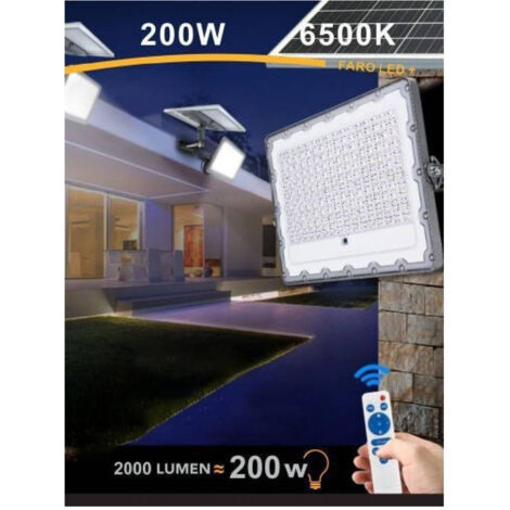 Trade Shop - Faro Led 200 Watt Crepuscolare Pannello Energia Solare Telecomando Ip65 Sl-200w -