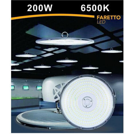 Trade Shop - FARO LED SLIM INDUSTRIE 200W UFO LAMPADA IP65 LUCE FREDDA HE02-200W -