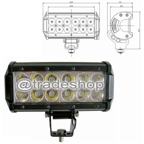 TRADE SHOP - Faro Luce Led Barra D 72 120 240w Inclinabili Supporti 12v Suv Auto Paraurti -  36 Watt