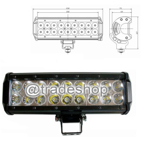 TRADE SHOP - Faro Luce Led Barra D 72 120 240w Inclinabili Supporti 12v Suv Auto Paraurti -  54 Watt
