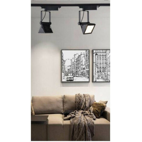 TRADE SHOP - Faro Proiettore Orientabile 30w Luce 6500k 4000k Faretto Led Cob Binario F30w-6h - -Bianco Naturale      -