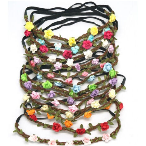 TRADE SHOP - Fascia Elastica Treccia Fiori Intrecciata Fermacapelli Frontino Matrimonio Party -