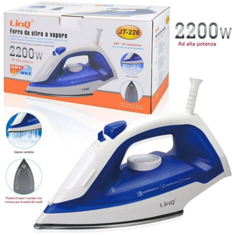TRADE SHOP - Ferro Da Stiro A Vapore 2200w Anticalcare Resistente Piastra In Acciaio Jt-226 -