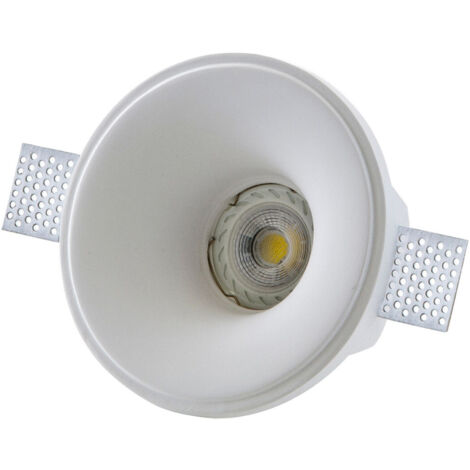 Trade Shop - FESTER EINBAU-SPOTLIGHT-HALTER AUS GIPS MIT LED-RUNDER GU10-LAMPE 14X14CM -