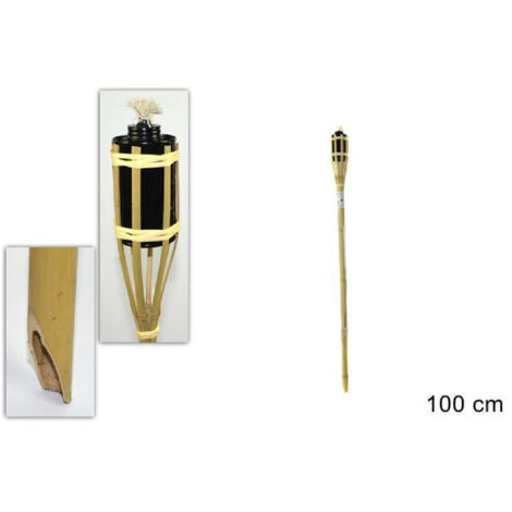 TRADE SHOP - Fiaccola Bambù Bamboo 100 Cm Per Esterno Giardino Luce Torcia Stoppino Ro000443 -