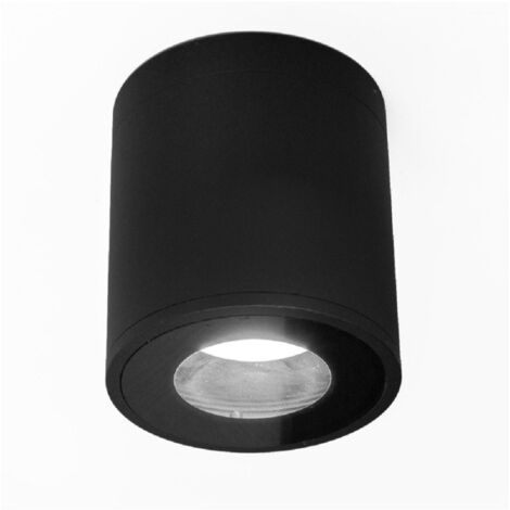 Trade Shop - Foco Lámpara De Techo Casquillo Gu10 Redondo Exterior Led Resistente Al Agua -      Negro