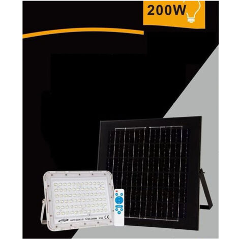 Trade Shop - Foco Panel Solar 200 W Luz Fria 6500k Ip65 Mando A Distancia S12a-200w -