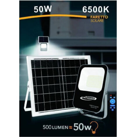 Trade Shop - Foco Solar Led 50watt Control Remoto Ip65 Luz Blanca Fria 6500k Fso-50w -
