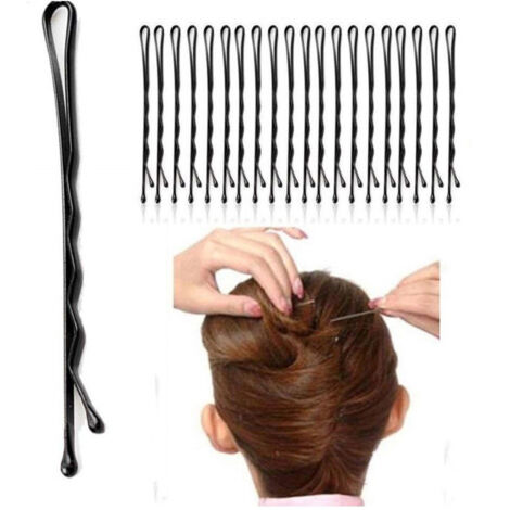 Trade Shop - Forcine Capelli 116 Pezzi Molletta Nera Ondulata Mollette Capelli Fermacapelli -
