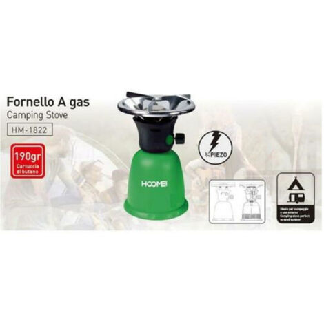 TRADE SHOP - Fornellino A Gas Portatile 190gr Per Campeggio Camping Da Viaggio Di Emergenza -