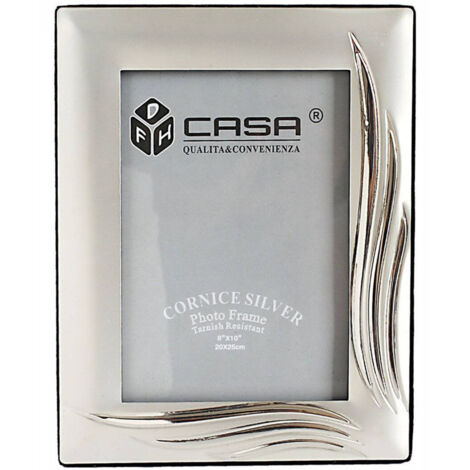 Trade Shop - Frame Photo Port Photo 20x25cm Silver Satin Effect Leaves -
