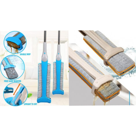 Trade Shop - Fregona Autolimpiante Barredora Microfibra Recogedora De Polvo Fregadora De Suelos -