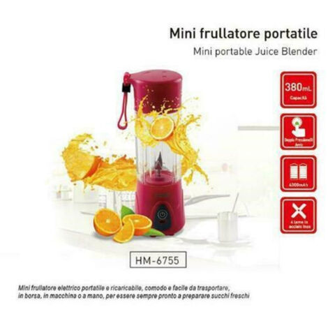 Trade Shop - Frullatore Elettrico Portatile Mini Per Frappe Piccolo Mixer Di Vetro Tritatutto -
