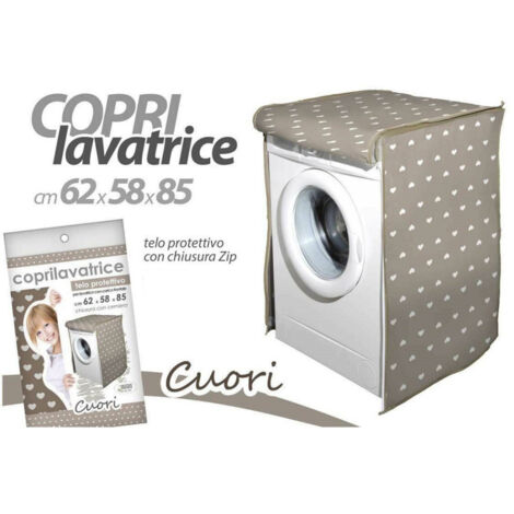 Trade Shop - Funda Protectora Lavadora 62x58x85 Cm Acolchada Con Cremallera Sábana Corazones 736810 -