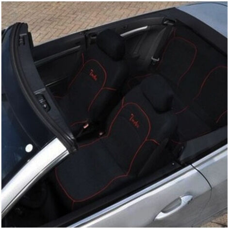 Trade Shop - Fundas Universales Para Asientos De Coche 6 Piezas Color Negro Acabados Rojos Diseño Turbo -