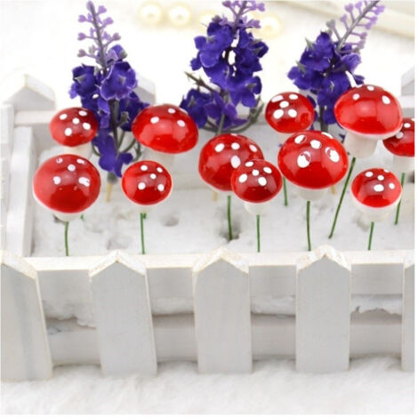 TRADE SHOP - Funghi 20 Pezzi Fungo Artificiale Rosso Pianta Decorazione Casa Centrotavola -