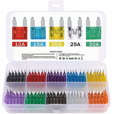 Trade Shop - Fusibili Assortiti 100 Pz Lamellari Per Auto E Moto Barca Kit Mini Fusibbili -