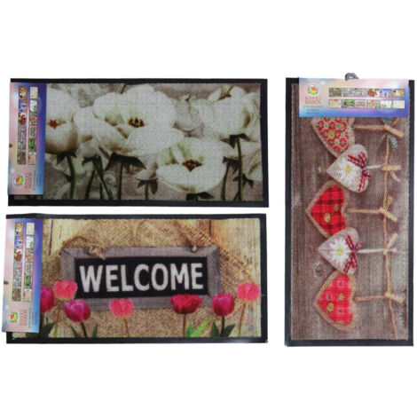 Trade Shop - FUSSMATTE TEPPICH AUS PVC DIGITALDRUCK TIERE HERZEN OUTDOOR 40X70CM -