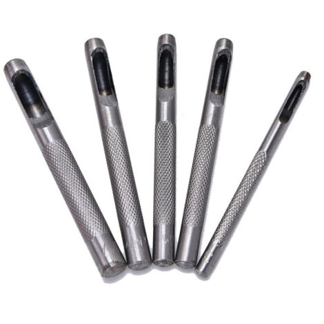 TRADE SHOP - Fustelle In Acciaio Set 5 Pz Per Cuoio Lamiere Stoffa Plastica Legno Punzoni -