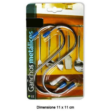 TRADE SHOP - Ganci Gancio A Forma Di S In Acciaio Set Da 2 Pezzi 11 X 11 Cm Appendino -